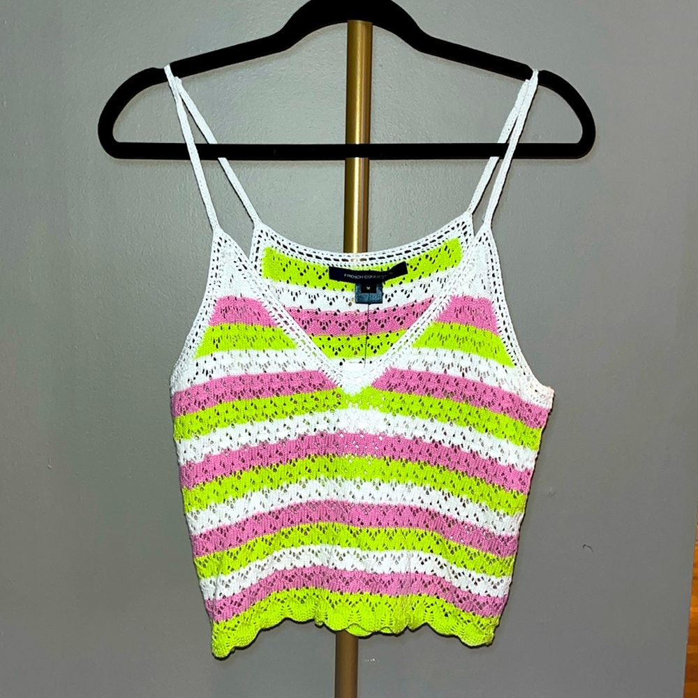 French Connection Nora Stripe Crochet Top